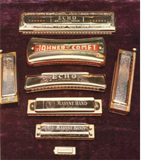 Some of the many different types of harmonicas.